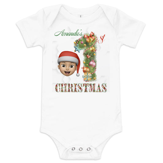 Personalized Baby Onesie, little one's(name) first Christmas